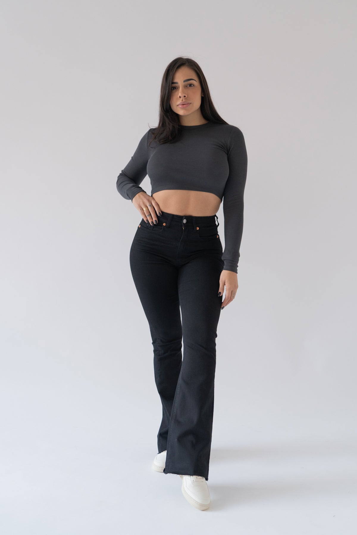 Flared broek – zwart