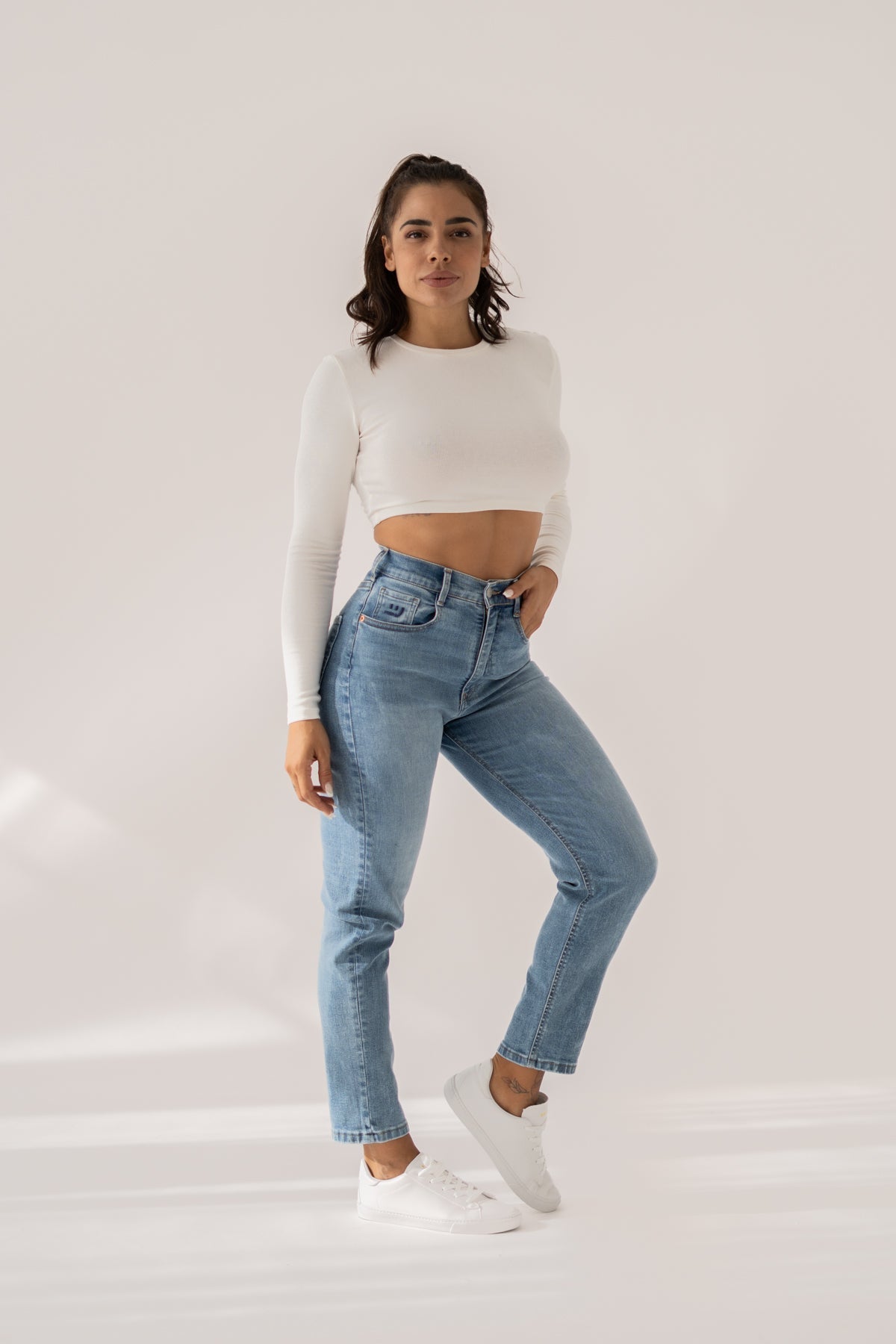 Mom broek – lichtblauw